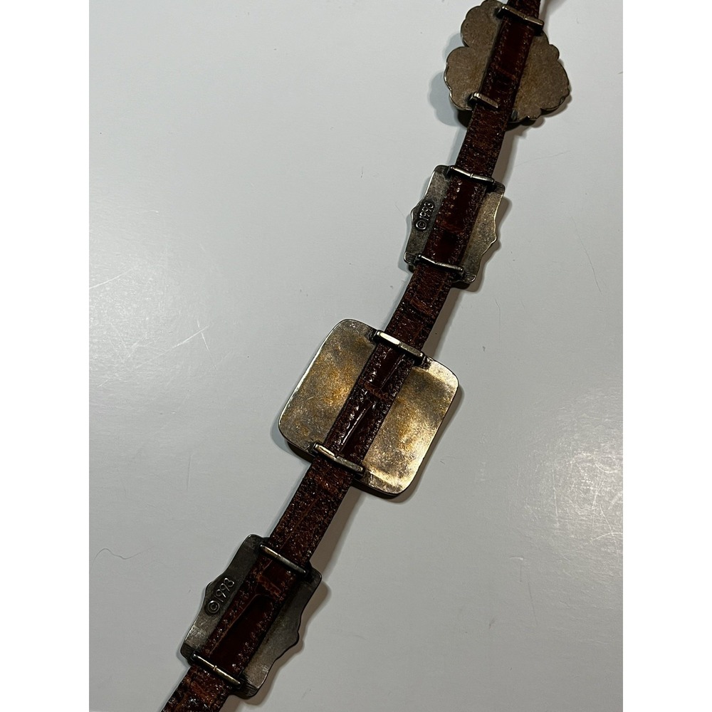 Brighton Concho Belt M Brown Leather Silver-Tone Medallion Western Vintage 1993 - Picture 6 of 9